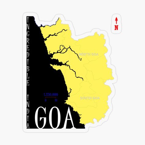 Get my art printed on awesome products. Support me at Redbubble #RBandME: https://www.redbubble.com/shop/p/46026955.O9UDB?asc=u Goa Map, Map Artwork, Plastic Stickers, Decorate Notebook, Coloring Stickers, Incredible India, The Map, All Around The World, Artwork Design