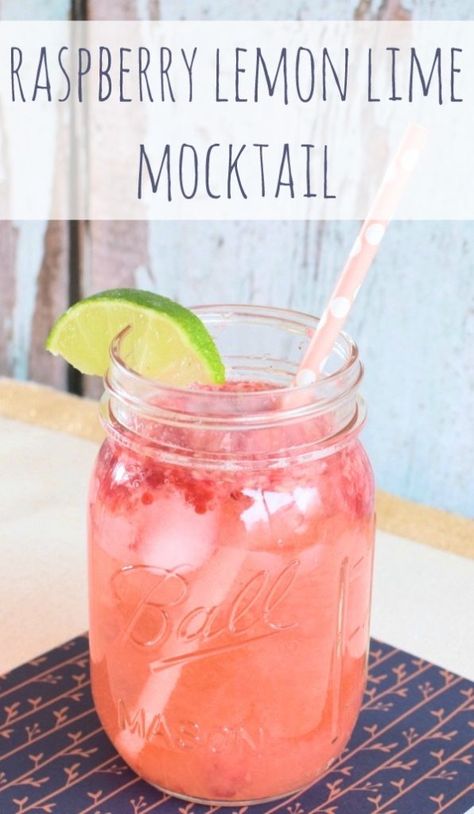 Raspberry Lemon Lime Mocktail via Pretty My Party Girly Drinks, Kid Friendly Drinks, Cake Dessert Table, Colorful Cocktails, Fresh Drinks, Beverage Recipes, Mouthwatering Recipes, Party Food And Drinks, Raspberry Lemonade