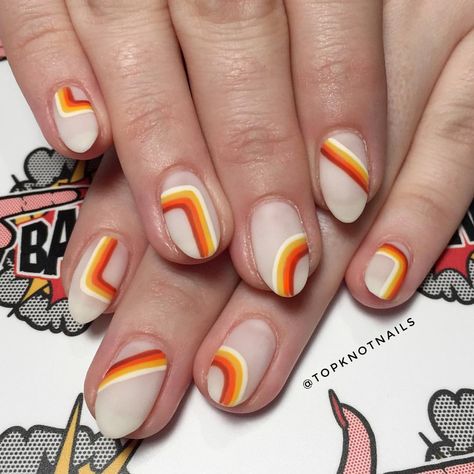 1,977 Likes, 22 Comments - FINGER BANG (@fingerbangportland) on Instagram: “@topknotnails 70s wallpaper vibes for @daphnefox inspired by @asabree #mattenails #magicfingers…” 70s Nails, Vacation Nails Green, 70s Wallpaper, Tropical Vacation Nails, Popular Nail Colors, Nail Extensions Designs, Wallpaper Vibes, Retro Nails, Nails Classy