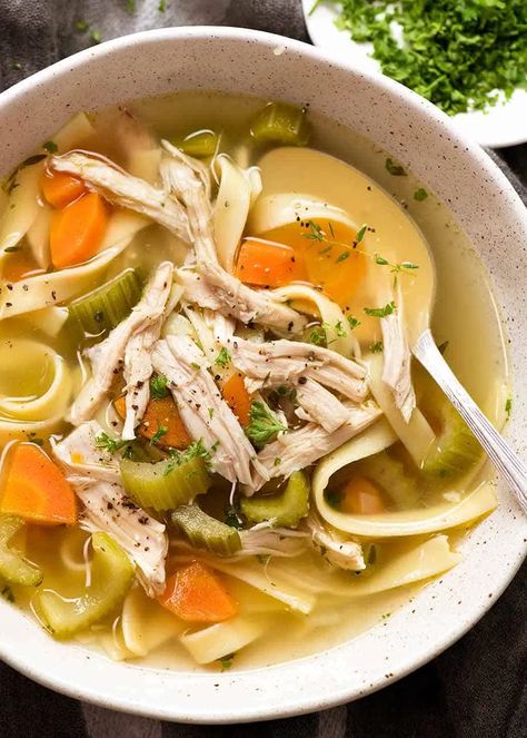 Chicken Noodle Soup Can, Soup Recipes Uk, Panini Recipes Chicken, Chicken Soup Recipes Homemade, Chicken Noodle Soup Crock Pot, Stuffed Portobello, Chicken Shawarma Recipe, Homemade Chicken Soup, Chicken Noodle Soup Easy