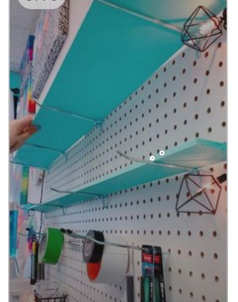 Pegboard Shelves, Pegboard Craft Room, Diy Pegboard, Pegboard Ideas, Pegboard Storage, Small Craft Rooms, Pegboard Organization, Sewing Room Design, Dream Craft Room