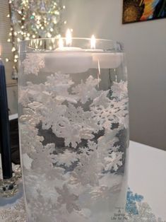 Submerged Snowflakes in Gel Beads Centerpiece Winter Wonderland Sweet 16, Quinceanera Winter Wonderland, Sweet 16 Winter Wonderland, Winter Wonderland Centerpieces, Sweet 16 Winter, Snowflake Centerpieces, Winter Wonderland Christmas Party, Wonderland Sweet 16, Winter Wonderland Decorations