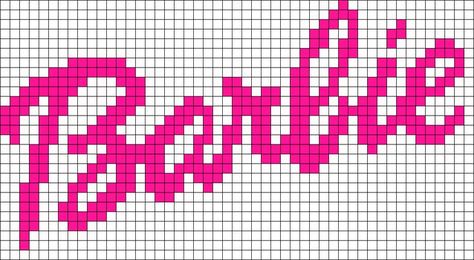 Logo Perler Bead Patterns Barbiecore Crochet, Graph Crochet, Barbie Logo, Pixel Crochet, Kandi Patterns, Tapestry Crochet Patterns, Pola Kristik, Pola Sulam, Cross Stitch Bookmarks