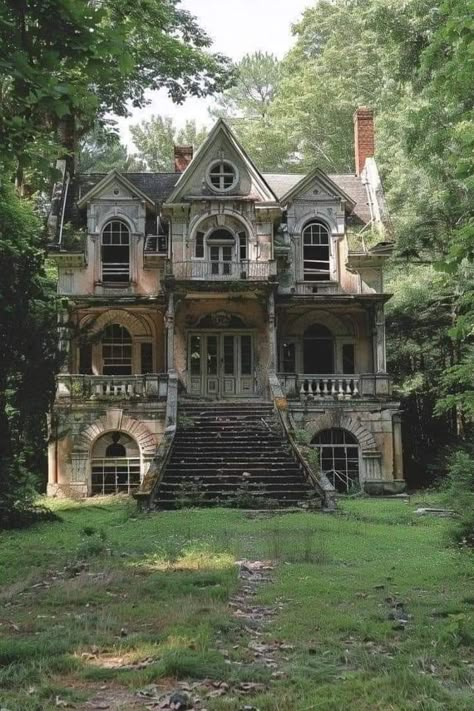 Old House Exterior, Creepy Old Houses, Old Abandoned Buildings, Abandoned Homes, Sims Builds, Creepy Houses, Old Abandoned Houses, Future Room, Historical Places