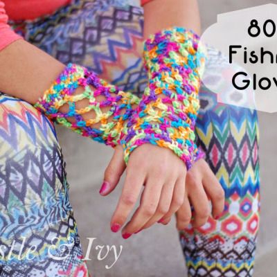 80's Fishet Gloves ~ Whistle & Ivy Crochet Fingerless Gloves Free Pattern, Crochet Mitts, Crochet Wrist Warmers, Fishnet Gloves, Crochet Costumes, Yarn Box, Fingerless Gloves Crochet Pattern, Crochet Gloves Pattern, Crochet Collection