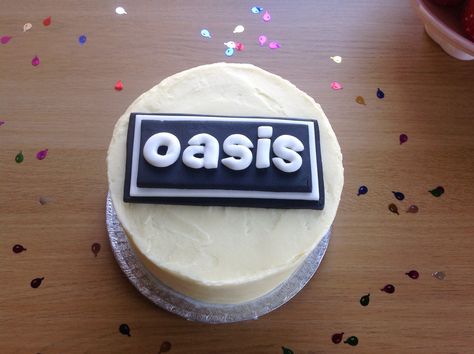 Oasis Birthday Cake, Oasis Cake, Rock Cakes, Champagne Supernova, Party Sleepover, Rock Cake, 2024 Moodboard, Dads Birthday, Big Cakes