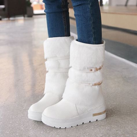 Thick Plush Waterproof Non-Slip Winter Snow Boots Boots For Women Winter Wedding Boots, Snow Boots For Women, Fur Snow Boots, Mode Shoes, Wedding Boots, Warm Snow Boots, Winter Fashion Boots, Fur Shoes, Snow Boots Women