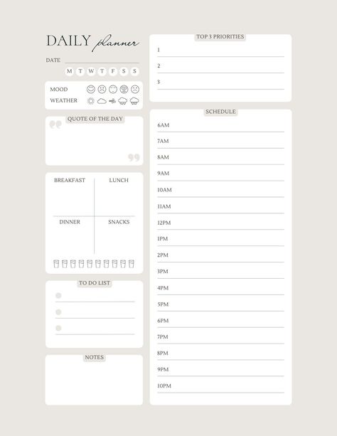 Daily Planner businessplannertemplate #weeklymealplanner Daily Planner Aesthetic, Daily Journal Layout, Planer Design, Aesthetic Schedule, Weekly Planner Ideas, Student Daily Planner, Planning Aesthetic, Daily Planner Diy, Best Daily Planner