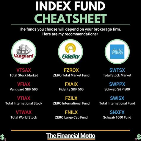 Charles Schwab Investing, Best Index Funds, Index Funds For Beginners, Index Funds Investing, Fidelity Investment, Generation Wealth, Building Credit, Index Funds, Financial Literacy Lessons