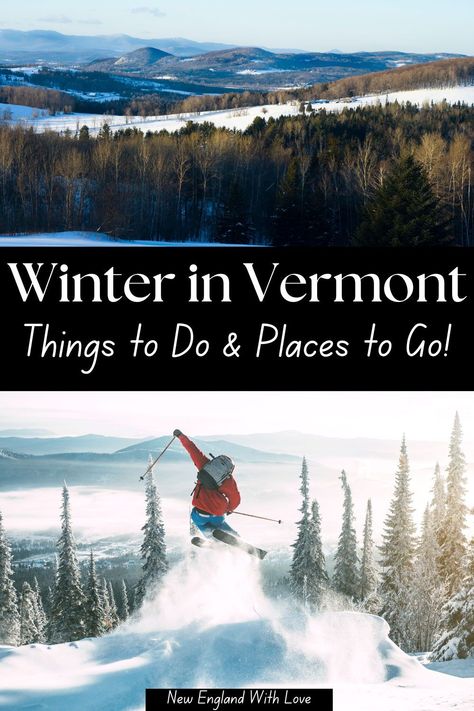 Vermont in winter is a season of frosty charm and snowy adventures. Glide through the pristine landscape on a cross-country skiing excursion, or take a thrilling dog sledding ride through the woods. Discover the magic of small-town holiday markets, ice fishing on frozen lakes, and the quiet splendor of nature walks under a blanket of snow. Vermont's winter is an invitation to slow down and savor the season. Stowe Vermont Winter, Quechee Vermont, Vermont Skiing, Killington Vermont, Vermont Winter, Rhode Island Travel, Vermont Vacation, England Winter, Stowe Vermont