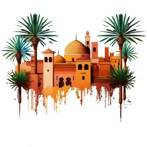 Vector Free Png, Morocco Art, Morocco Aesthetic, Morocco Travel, Travel Stickers, Graphic Design Poster, Instagram Icons, Scrapbook Stickers, Graphic Image