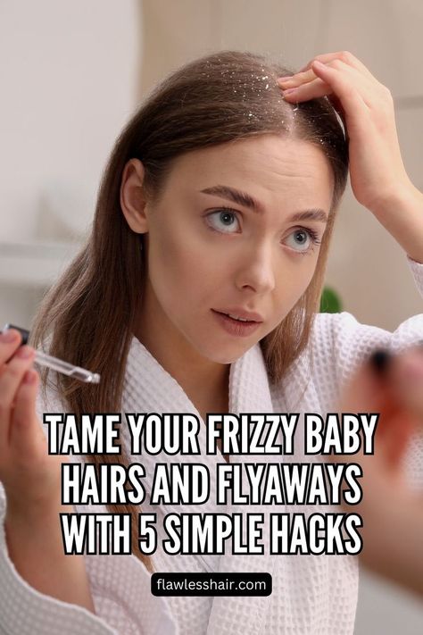 Illustration depicting ways to tame frizzy baby hairs and flyaways with 5 simple hacks, showcasing sleek and controlled hair. Hairstyles Ideas For Long Hair, Frizzy Hair Remedies, Fizzy Hair, Sleek Hairstyle, Frizzy Hair Tips, Waterfall Braid Hairstyle, Ideas For Long Hair, For Long Hair Hairstyles, Long Hair Hairstyles