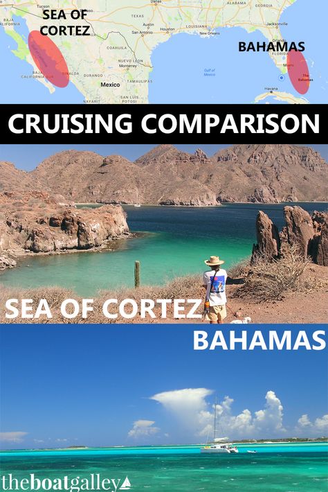 Both the Bahamas and the Sea of Cortez are popular first foreign destinations for US cruisers. Both are great, but very different! via @TheBoatGalley Liveaboard Sailboat, Boat Galley, Sailboat Living, Sea Of Cortez, Living On A Boat, Sailing Cruises, Cruise Boat, Vacation Goals, Sailing Adventures