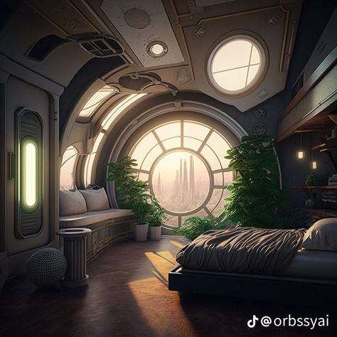 Star Wars Interior, Bedroom Design For Couples, Sci Fi Interior Design, Sci Fi Bedroom, Futuristic Bedroom Design, Futuristic Bedroom Ideas, Scifi Room, Sci Fi Room, Futuristic Room