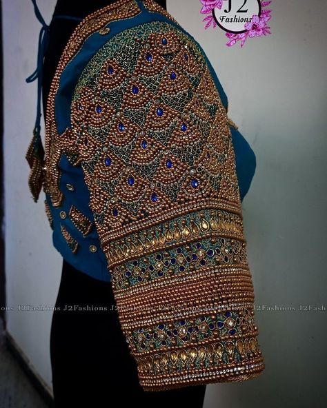 Royal Blue Saree Blouse Combination, Grand Wedding Blouse Designs, Bridal Muhurtham Blouse Designs, J2 Fashions Blouse, Grand Aari Work Blouse Wedding, Grand Blouse Designs For Marriage, Blue Color Blouse Designs, Heavy Bridal Aari Work Blouse Designs, Aari Bridal Blouse Designs