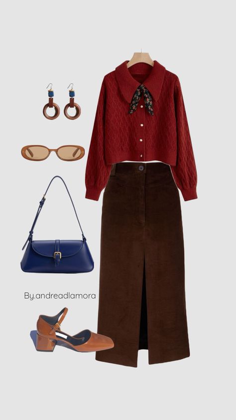 Outfits inspo, Mary jane schoes, midi skirt #midiskirt #maryjanes #outfitideas #outfitsinspo #vintagestyle #styleinspo #boardinspo Cottagecore Fits, Fall Aesthetic Outfit, Soft Grunge Outfits, 30s Fashion, Work Attire, Fashion Wear, Modest Outfits, Business Fashion, Daily Outfits