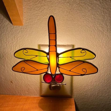 Beautiful Stain-Glass Dragonfly Wall Plug-In Night Light ! Artisan Hand Crafted Stain Glass Colorful Multi Color Nightlight !! Material: Stain-Glass ,High Quality!! Handmade Decorative. Refined And Elegant As Works Of Art. Whether In The Bedroom , Living Room, Toilet , Not Only Can Add Elegant Atmosphere , But Also To Enhance The Sense Of The Overall Design Of The House Every Single Electrical Plug ,We Use Are Ul Approved. Size:5.5” H Dragonfly Stained Glass, Nite Lights, Stained Glass Night Lights, Childrens Night Light, Beautiful Dragonfly, Stained Glass Decor, Stained Glass Lamps, Stained Glass Designs, Wall Plug