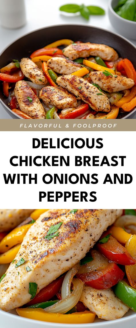 Image for Delicious Chicken Breast with Onions and Peppers Chicken Onion Peppers Dinners, Chicken Onions Peppers, Chicken Breast Peppers And Onions, Smothered Chicken With Peppers And Onions, Chicken With Peppers And Onions, Chicken Peppers And Onions, Chicken With Peppers, Smothered Chicken, Chicken Breast Fillet