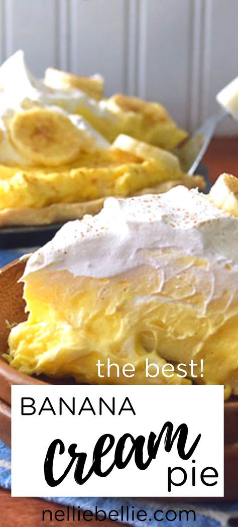 Banana Cream Pie Recipe With Pudding, No Bake Banana Cream Pie, Banana Pie Recipe, Banana Creme Pie, Homemade Banana Cream Pie, Easy Cream Pie, Easy Banana Cream Pie, Bake Banana, Easy Banana Pudding