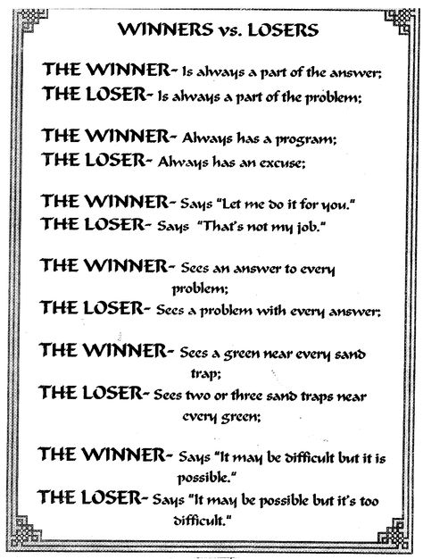 Quotes About Poor Losers | WHAT WOULD YOU SAY IS THE MAIN DIFFERENCE BETWEEN WINNERS AND LOSERS? 19 August, Winners And Losers, Daily Wisdom, August 19, Life Skills, Quotes To Live By, Life Quotes, Quotes