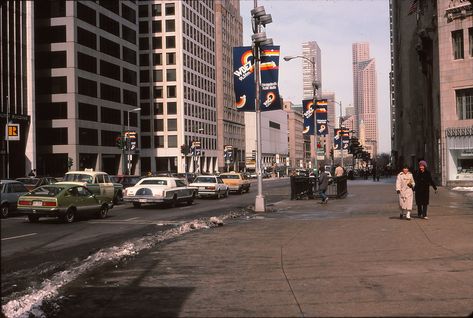 North Michigan Avenue, Chicago (Feb 1984) Michigan Avenue Chicago, Michigan Avenue, Vintage Photo, Vintage Photos, Michigan, Chicago