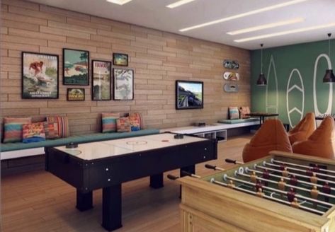 Small Game Rooms, Basement Games, Home Game Room, Teen Lounge, Arcade Room, Game Cafe, Hangout Room, Game Room Basement, Recreational Room