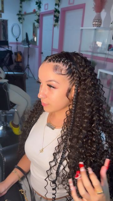 2 Braids With Weave In The Back Curly, 2 Braids And Quick Weave, Two Braids And Quick Weave, Two Braid Quick Weave, 2 Braids Quick Weave, Two Braids With Quick Weave, 2 Stitch Braids With Quick Weave, 2 Braids With Quick Weave, Curly Quick Weave Hairstyles