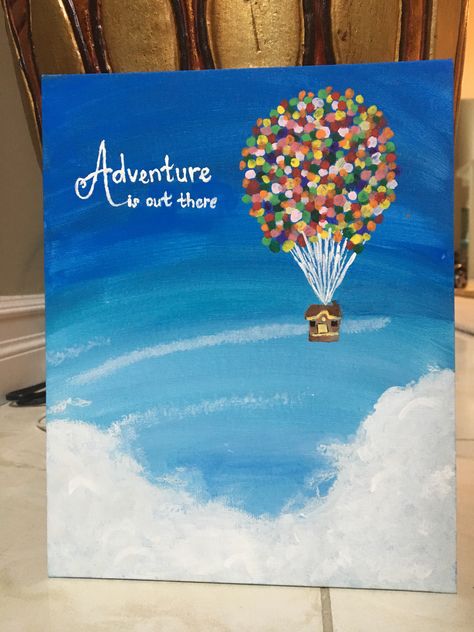 Acrylic painting for beginners, adventure is out there. #painting #acrylic #acrylicpainting #up #canvas #clouds #sky #adventure Aesthetic Painting Ideas On Canvas, Painting Ideas On Canvas Simple, Aesthetic Painting Ideas, Painting Ideas On Canvas Easy, Disney Canvas Art, Empty Canvas, Sky Art Painting, Easy Painting Ideas, Small Canvas Paintings