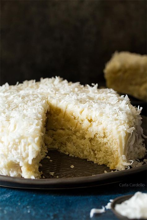 Small Coconut Cake Recipe - Homemade In The Kitchen Single Layer Coconut Cake, 6 Inch Coconut Cake Recipe, Small Batch Coconut Cake, Coconut Cake For Two, Mini Coconut Cake, Small Coconut Cake, Small Batch Cupcake Recipe, Coconut Cake With Coconut Milk, Easter Dinner For Two