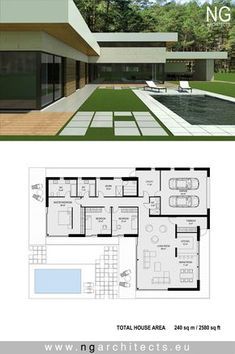 One Floor House Design Modern, 1 Floor House Design, Modern House 1 Floor, Modern Villa Plan, Flat House Design, Modern Contemporary House Plans, Flat Roof House, Modern House Floor Plans, Modern Villa Design