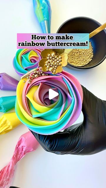 @cakestone20 on Instagram: "This is how we make our rainbow buttercream rosettes! 🌈💜

You can make them in more colours, however TOO many colours may get a bit messy and this technique won’t be as effective (it looks better when each colour shines through). Pastels are our favourite when making rainbow buttercream 🎨

It’s also important that your buttercream is not too soft or warm otherwise the colours will start fading into each other - chill your buttercream for 5 minutes before doing this. We are using American buttercream in this reel 🤗

#reels #reelsofinsta #rosettepiping #bakingreels #rainbowcupcakes #rosettecake #cupcakereels #trendingreels #oddlysatisfying #rainbowbuttercream #rainbowcake #rainbowcakes #brisbanecakes #cakedecorating #rainbowcolors #cakedecoratingreel #cakereel Rainbow Buttercream, Buttercream Rosettes, American Buttercream, Decorated Cupcakes, Rosette Cake, Rainbow Cupcakes, Rainbow Cake, Sugar Art, Cupcakes Decoration