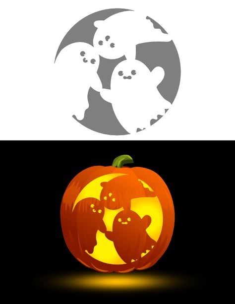 Cute Easy Halloween Pumpkin Carvings, Carved Pumpkin Stencils, Fun Jackolantern Ideas, Art Pumpkin Carving, Easy Cool Pumpkin Carving, Cute Ghost Pumpkin Stencil, Shrek Pumpkin Carving Stencil, Pumpkin Design Carving, Funny Pumpkin Carving Templates