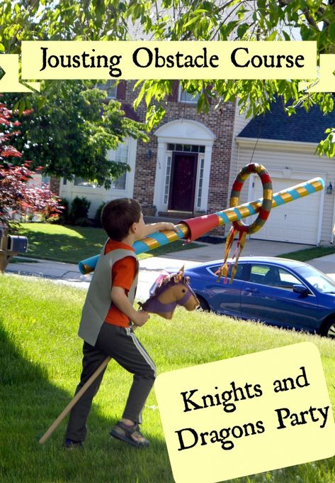 Knights and Dragons Party: Jousting Obstacle Course - One Artsy Mama … Medieval Activities For Kids, Medieval Thanksgiving, Knights And Dragons Party, Medieval Birthday, Vbs Games, Medieval Camp, Knights Party, Kingdom Vbs, Knights And Dragons