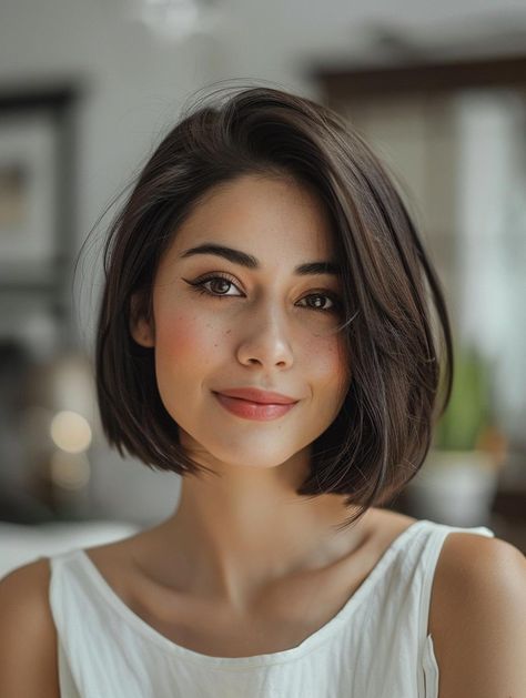 Hair Do For Bob Hairstyle Ideas, Haircut Short Hair Women, Chin To Shoulder Length Hair, Bob One Length, Sholder Haircut Girl, Haircut For Short Hair For Women, Above Shoulder Bob Straight, Haircut Short Women, Short Hair With Color