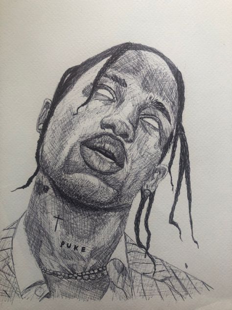 Pen drawing Mid 90s Drawing, Rapper Sketches, Travis Scott Sketch, Obx Drawings, Travis Scott Drawing, Rapper Drawings, Cartoon Drawing Tutorial, Pencil Sketch Images, Edgy Wallpaper