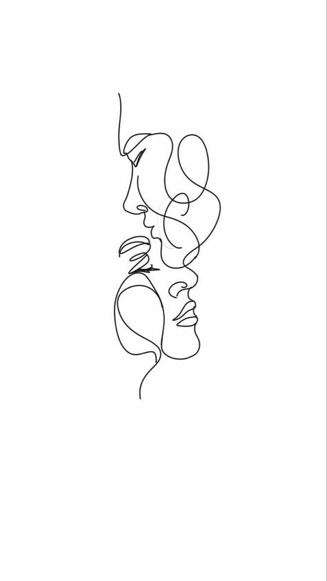 Minimal Love Art, Line Tattoo Couple, Minimal Couple Drawing, Line Art Design Couple, Tattoo Love Couple, Line Art Tattoos Couple, Couple Lineart, Couple One Line Art, Tattoo Silhouette