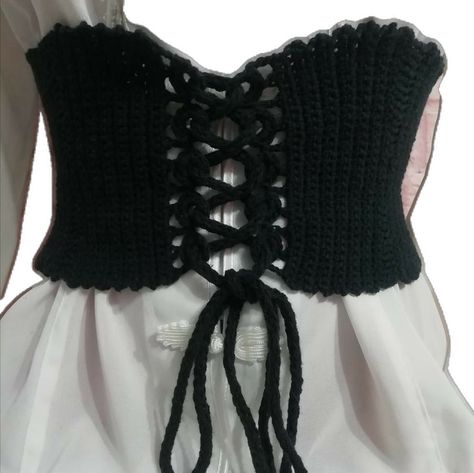 Alt Crochet, Crochet Belts, Belt Crochet, Gothic Crochet, 40s Mode, Crochet Corset, Mode Crochet, Mesh Tops, Plus Size Corset