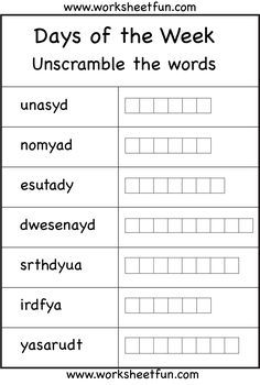 Days of the Week - 2 worksheets First Grade Worksheets, English Exercises, English Grammar Worksheets, English Worksheets For Kids, Kids English, English Lessons For Kids, English Activities, School Worksheets, Grammar Worksheets