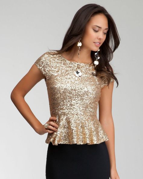 Gold Bebe Peplum top Sequin Peplum Top, Secret Closet, Dressy Pants, Dress To Impress, Peplum Top, Knit Top, Lace Top, A Woman, Fashion Beauty