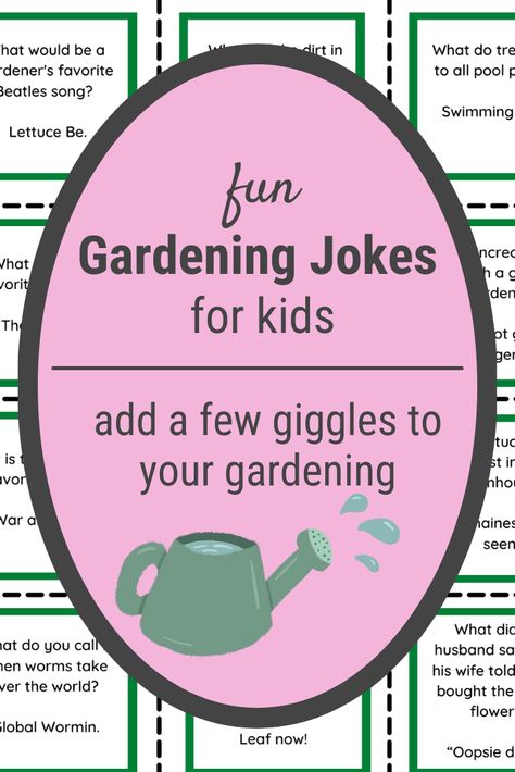 Massive (and funny) collection of gardening jokes. Includes greenhouse jokes, garden puns, jokes about flowers, sunflower jokes, cacti jokes, and even some Garden Jokes Humor, Plant Jokes Funny, Garden Puns Funny, Spring Jokes For Kids, Gardening Puns, Summer Jokes For Kids, Spring Jokes, Gardening Jokes, Seed Quotes