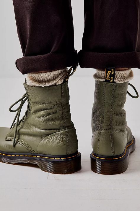 1460 Pascal Virginia Lace-Up Boots | Free People Dr Martens Pascal Jeans, Green Lace-up Combat Boots For Outdoor, Pascal Dr Martens, 1460 Pascal Virginia, Dr Martens 1460 Pascal Pink, Dr Martens 1460 Pascal, Boot Style, Ski Fashion, Green Fits