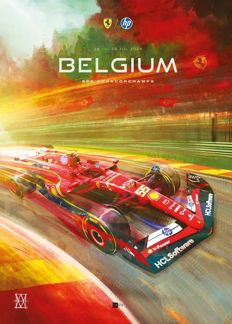 Belgian Grand Prix 2024 Belgium Grand Prix, Ferrari World Abu Dhabi, Grand Prix Posters, Collage Photos, Red Race, Ferrari Poster, Belgian Grand Prix, Ferrari World, Racing Posters