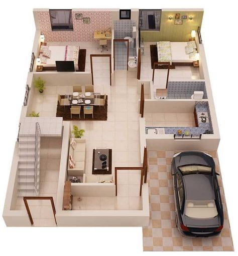 25x40 House Plans 2bhk, Home Design Plans Indian, 30x40 House Plans, Small Modern House Plans, 2bhk House Plan, Indian House Plans, 3d House Plans, Small House Layout, Two Bedroom House