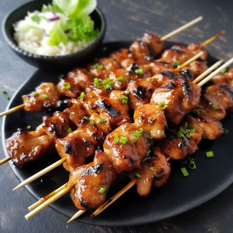 Chicken Teriyaki Skewers Teriyaki Chicken Marinade, Cooking Prime Rib Roast, Teriyaki Skewers, Hawaiian Chicken Kabobs, Teriyaki Chicken Skewers, Cooking Prime Rib, Grilled Chicken Skewers, Teriyaki Glaze, Chicken Teriyaki