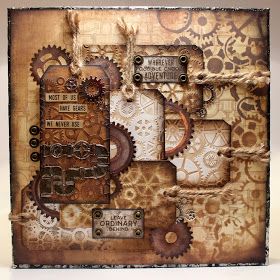 Bella's Creative Space: All about cogs Canvas Steampunk Mixed Media Art, Steampunk Scrapbook, Steampunk Cards, Orange Craft, Steampunk Mixed Media, Paper Collages, Altered Canvas, Steampunk Crafts, Mixed Media Art Canvas