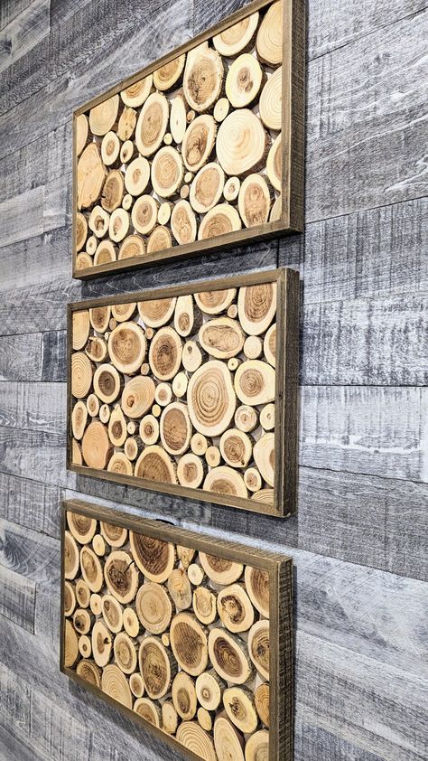 Hall Ways Ideas, Fine Woodworking Furniture, Handmade Wall Hangings, Wood Yard Art, Driftwood Wall Art, Wood Slice Art, Wood Accent Wall, Circle Wall Art, Wood Shop Projects