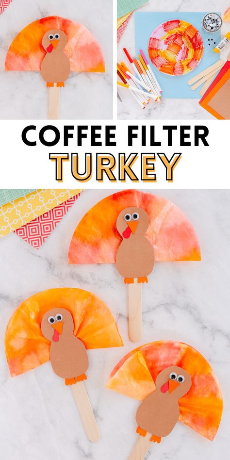 Turkey Crafts Preschool Coffee Filter, Turkey Coffee Filter, Coffee Filter Turkey Preschool, Easy Fall Classroom Crafts, Coffee Filter Thanksgiving Crafts, Turkey Coffee Filter Craft, Coffee Filter Turkeys, Fall Coffee Filter Crafts For Kids, Creative Turkey Projects