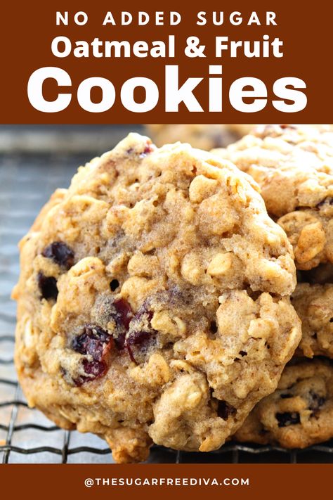 Healthy Fruit Cookies, Oatmeal Fruit Cookies, Low Sugar Cookies For Kids, Sugarless Diet, Cookies For Diabetics, Sugarfree Dessert, Sugarless Cookies, Oatmeal Craisin Cookies, Sugar Free Cookie