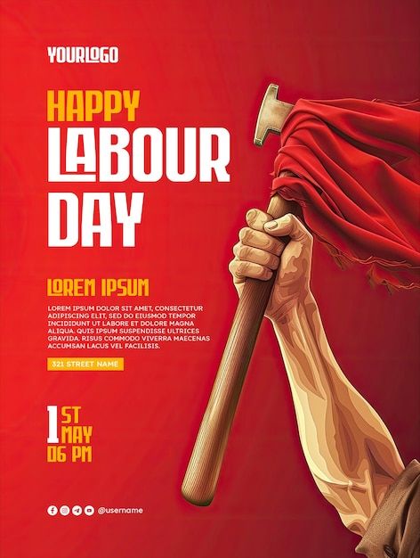 Labour Day Poster, Happy Labour Day, Social Post, Logo Psd, Technology Icon, Happy Labor Day, Presentation Template Free, Cartoon Clip Art, All Video