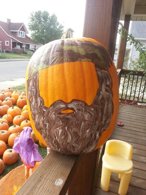 Duck Dynasty pumpkin.  Made for my son Trenton. Painting Ideas Duck, Happy Duck, Pumpkin Painting Ideas, Fall Stuff, Duck Dynasty, Pumpkin Painting, Carving Ideas, Party Stuff, All Holidays